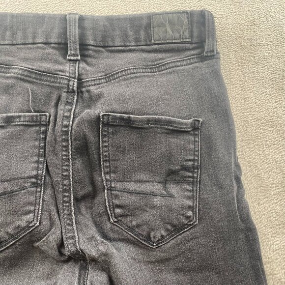 American Eagle Womens Jeans 26 Measured High Rise Skinny Jeggings Black Denim - Picture 11 of 16